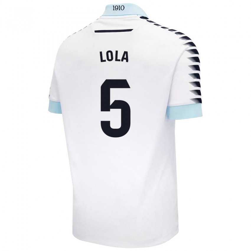 Hombre Camiseta María Dolores Morón Cebada #5 Blanco Azul 2ª Equipación 2024/25 La Camisa Argentina