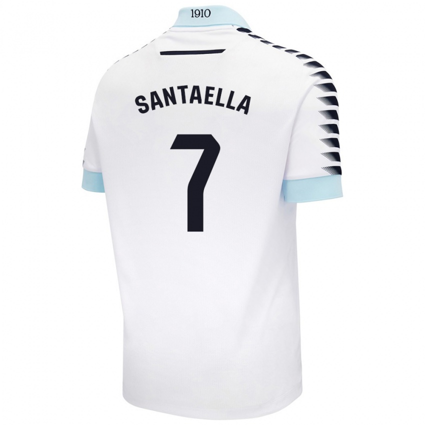 Hombre Camiseta Natalia Santaella Picón #7 Blanco Azul 2ª Equipación 2024/25 La Camisa Argentina