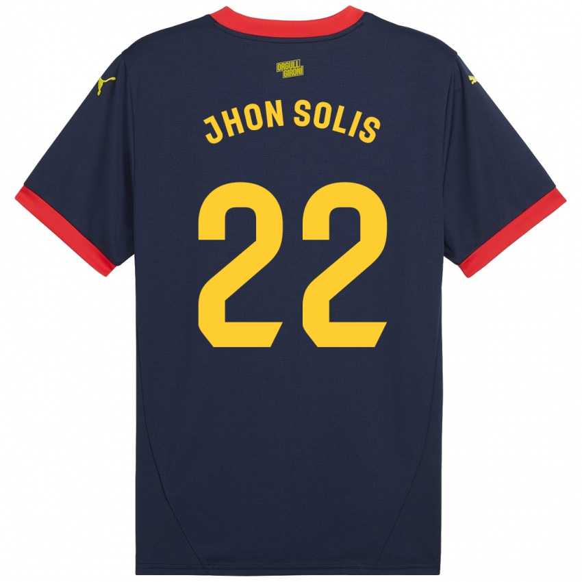 Hombre Camiseta Jhon Solís #22 Azul Marino Rojo 2ª Equipación 2024/25 La Camisa Argentina