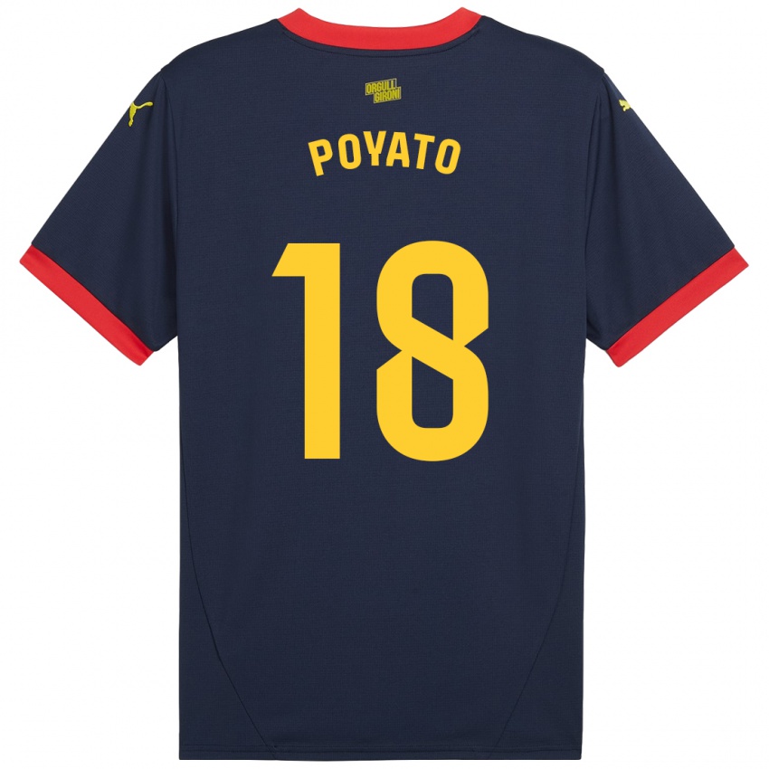 Hombre Camiseta Marina Poyato #18 Azul Marino Rojo 2ª Equipación 2024/25 La Camisa Argentina