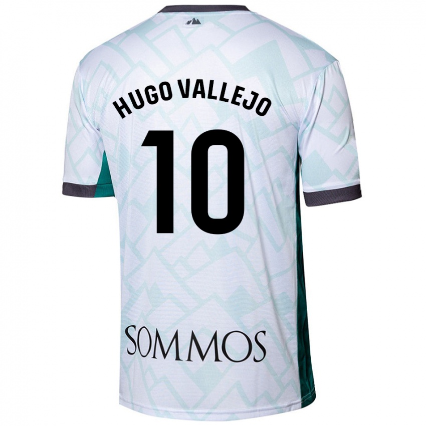 Hombre Camiseta Hugo Vallejo #10 Blanco Verde 2ª Equipación 2024/25 La Camisa Argentina