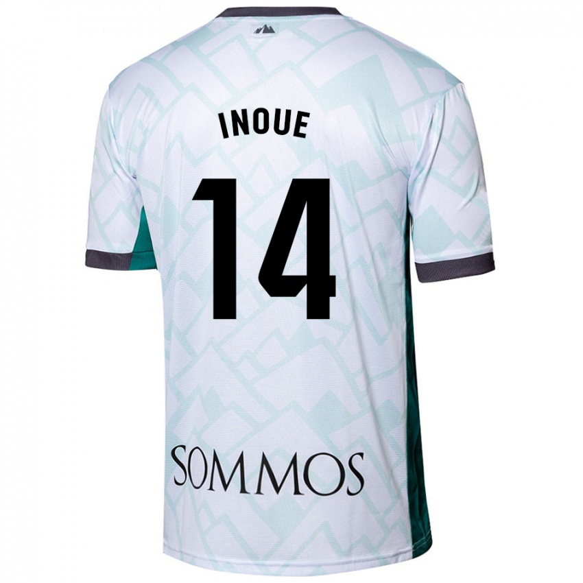 Hombre Camiseta Moe Inoue #14 Blanco Verde 2ª Equipación 2024/25 La Camisa Argentina