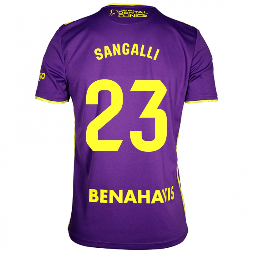 Hombre Camiseta Luca Sangalli #23 Púrpura Amarillo 2ª Equipación 2024/25 La Camisa Argentina