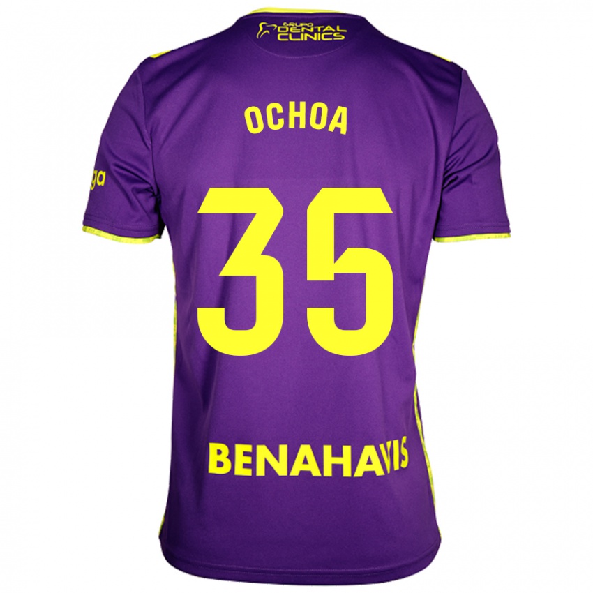 Hombre Camiseta Aarón Ochoa #35 Púrpura Amarillo 2ª Equipación 2024/25 La Camisa Argentina