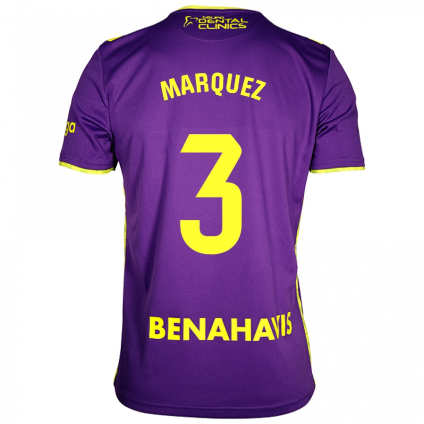 Hombre Camiseta David Márquez #3 Púrpura Amarillo 2ª Equipación 2024/25 La Camisa Argentina