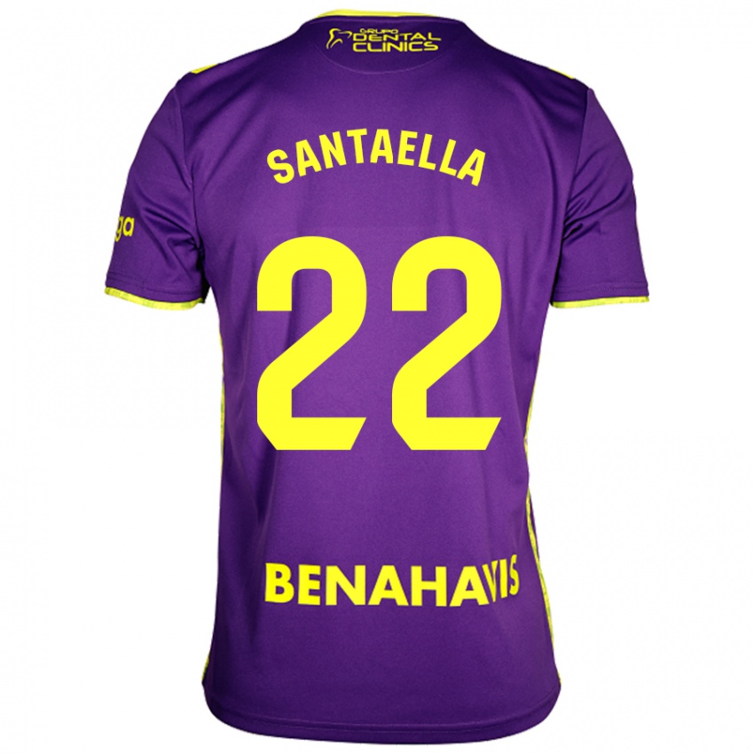 Hombre Camiseta Miguel Ángel Santaella #22 Púrpura Amarillo 2ª Equipación 2024/25 La Camisa Argentina