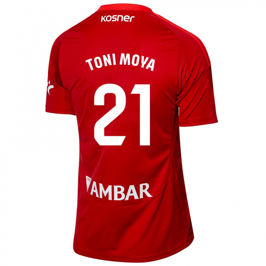 Hombre Camiseta Toni Moya #21 Blanco Azul 2ª Equipación 2024/25 La Camisa Argentina