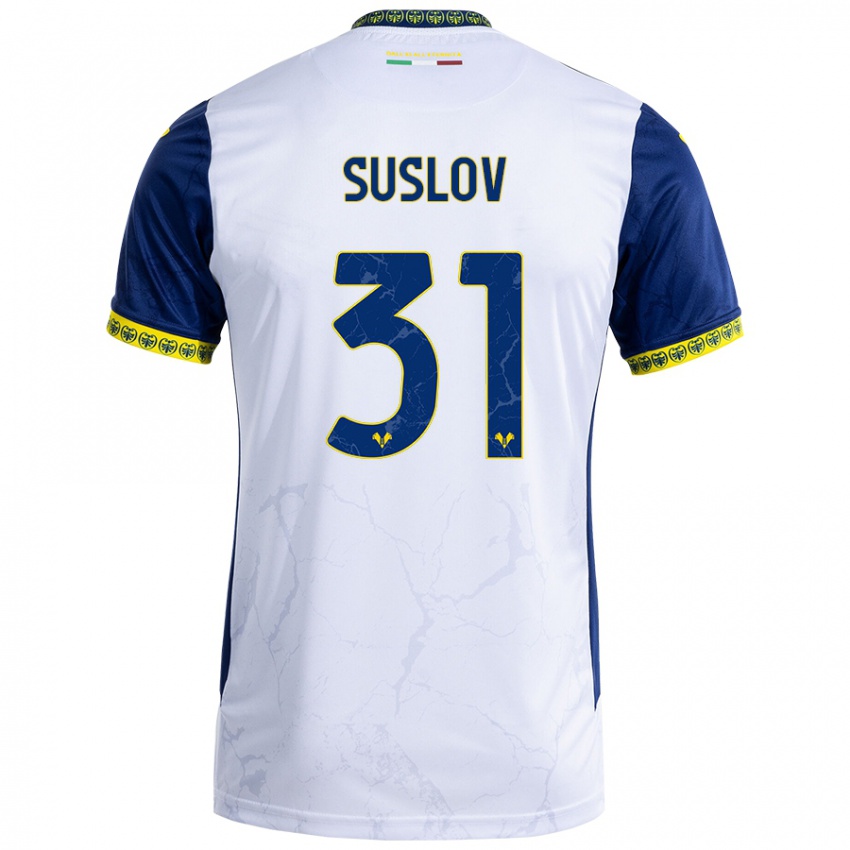 Hombre Camiseta Tomas Suslov #31 Blanco Azul 2ª Equipación 2024/25 La Camisa Argentina