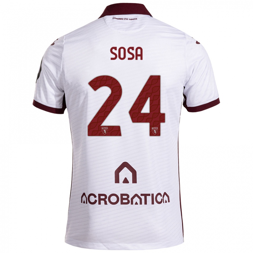 Hombre Camiseta Borna Sosa #24 Blanco Granate 2ª Equipación 2024/25 La Camisa Argentina