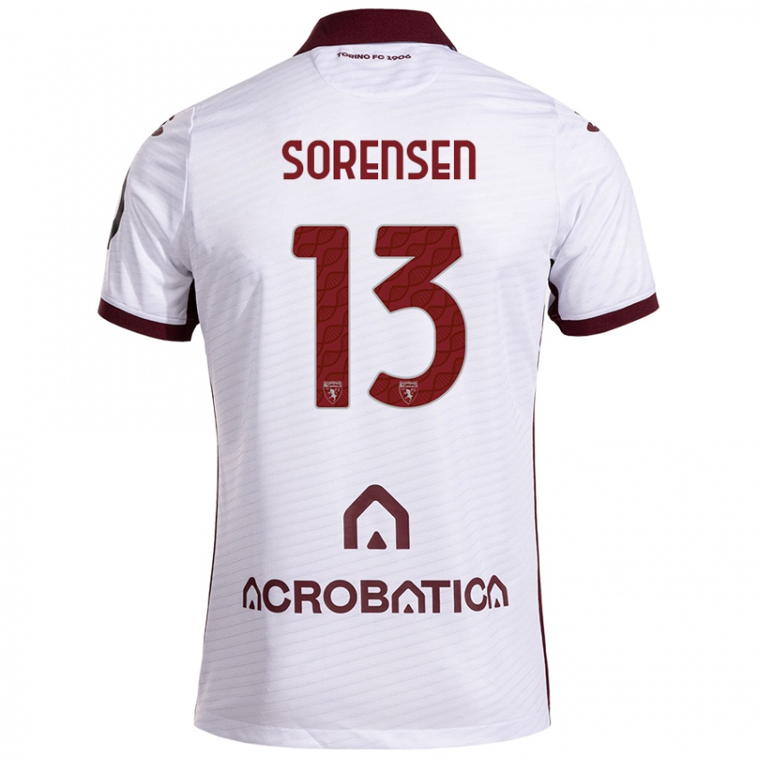 Hombre Camiseta Ben Sørensen #13 Blanco Granate 2ª Equipación 2024/25 La Camisa Argentina