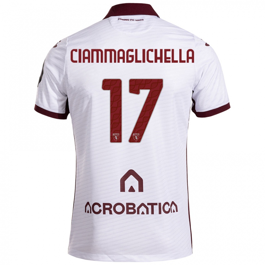 Hombre Camiseta Aaron Ciammaglichella #17 Blanco Granate 2ª Equipación 2024/25 La Camisa Argentina