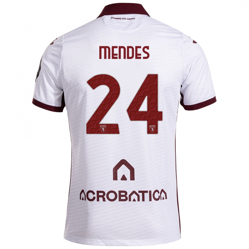 Hombre Camiseta Rodrigo Mendes #24 Blanco Granate 2ª Equipación 2024/25 La Camisa Argentina