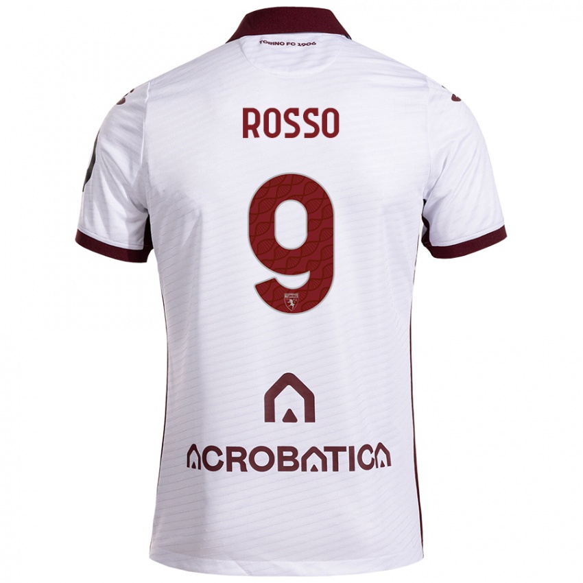 Hombre Camiseta Eleonora Rosso #9 Blanco Granate 2ª Equipación 2024/25 La Camisa Argentina