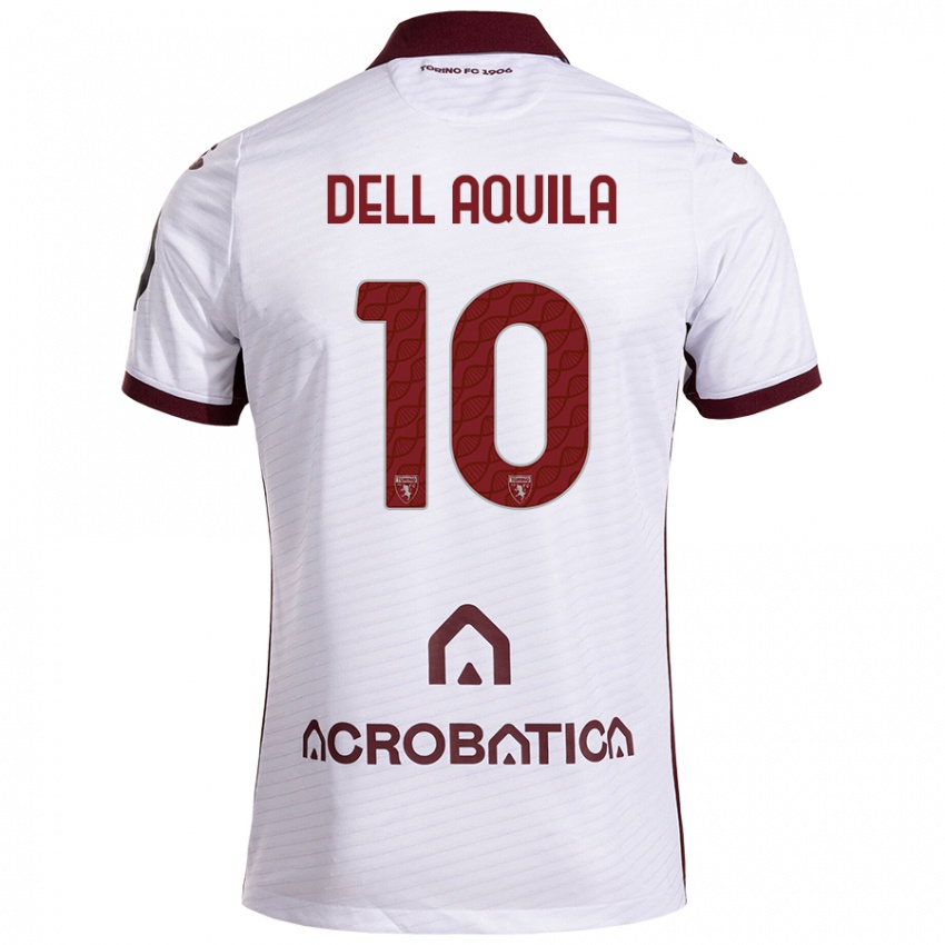 Hombre Camiseta Francesco Dell'aquila #10 Blanco Granate 2ª Equipación 2024/25 La Camisa Argentina