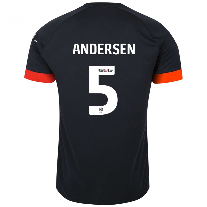 Hombre Camiseta Mads Andersen #5 Negro Naranja 2ª Equipación 2024/25 La Camisa Argentina