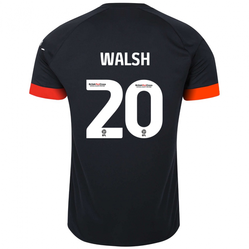 Hombre Camiseta Liam Walsh #20 Negro Naranja 2ª Equipación 2024/25 La Camisa Argentina