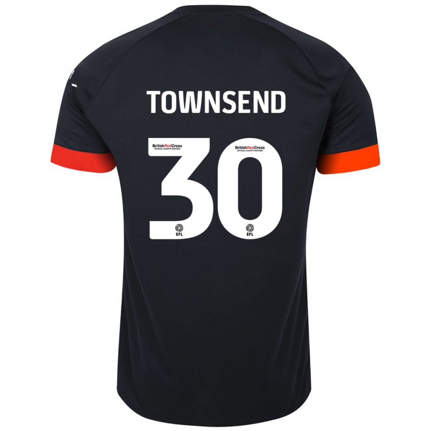 Hombre Camiseta Andros Townsend #30 Negro Naranja 2ª Equipación 2024/25 La Camisa Argentina