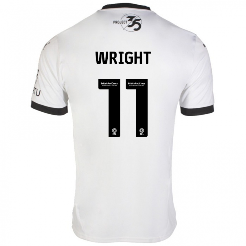 Hombre Camiseta Callum Wright #11 Blanco Negro 2ª Equipación 2024/25 La Camisa Argentina