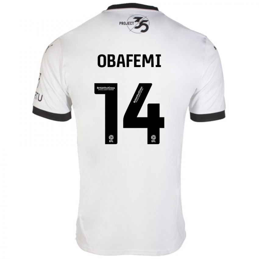 Hombre Camiseta Michael Obafemi #14 Blanco Negro 2ª Equipación 2024/25 La Camisa Argentina