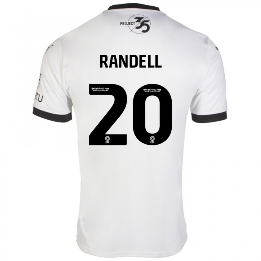 Hombre Camiseta Adam Randell #20 Blanco Negro 2ª Equipación 2024/25 La Camisa Argentina