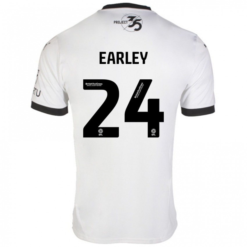 Hombre Camiseta Saxon Earley #24 Blanco Negro 2ª Equipación 2024/25 La Camisa Argentina