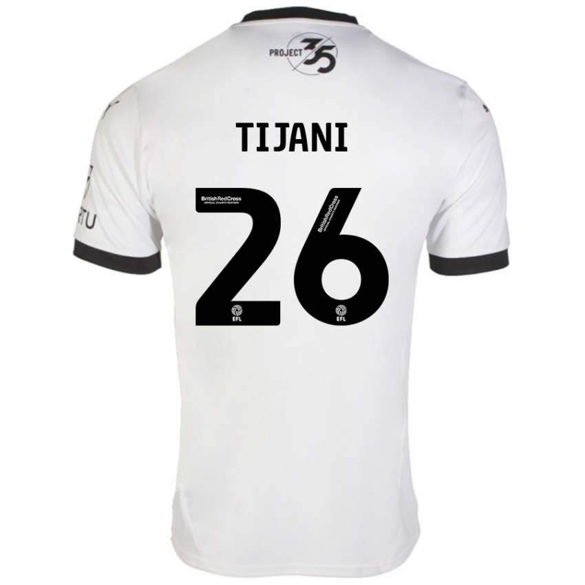 Hombre Camiseta Muhamed Tijani #26 Blanco Negro 2ª Equipación 2024/25 La Camisa Argentina