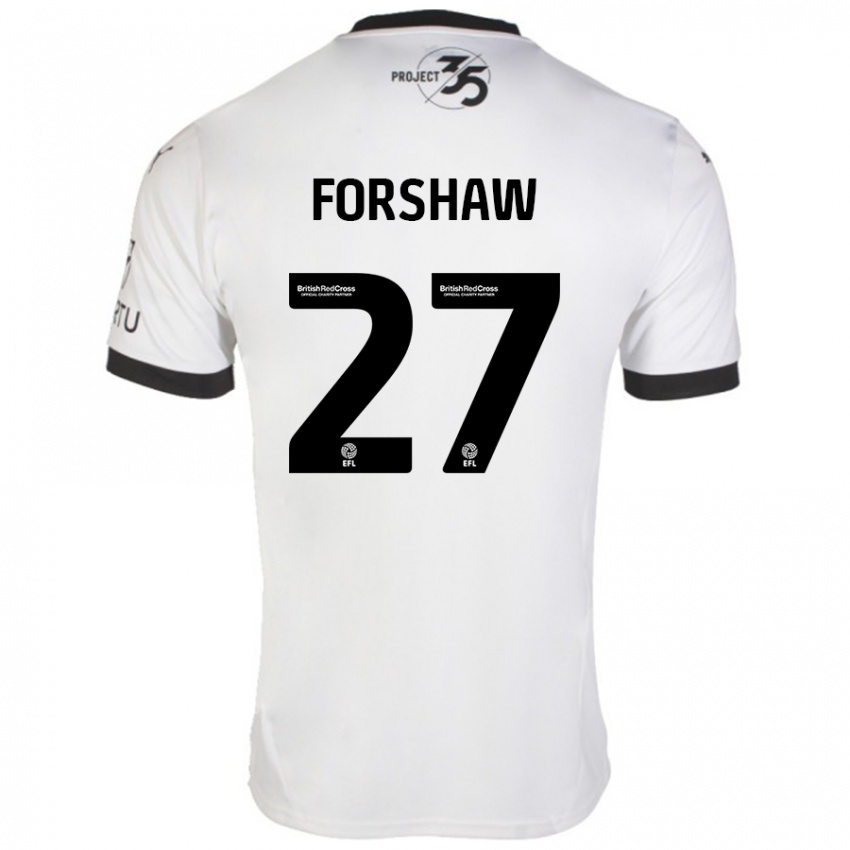 Hombre Camiseta Adam Forshaw #27 Blanco Negro 2ª Equipación 2024/25 La Camisa Argentina