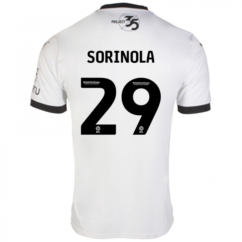 Hombre Camiseta Matthew Sorinola #29 Blanco Negro 2ª Equipación 2024/25 La Camisa Argentina