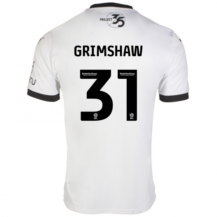 Hombre Camiseta Daniel Grimshaw #31 Blanco Negro 2ª Equipación 2024/25 La Camisa Argentina