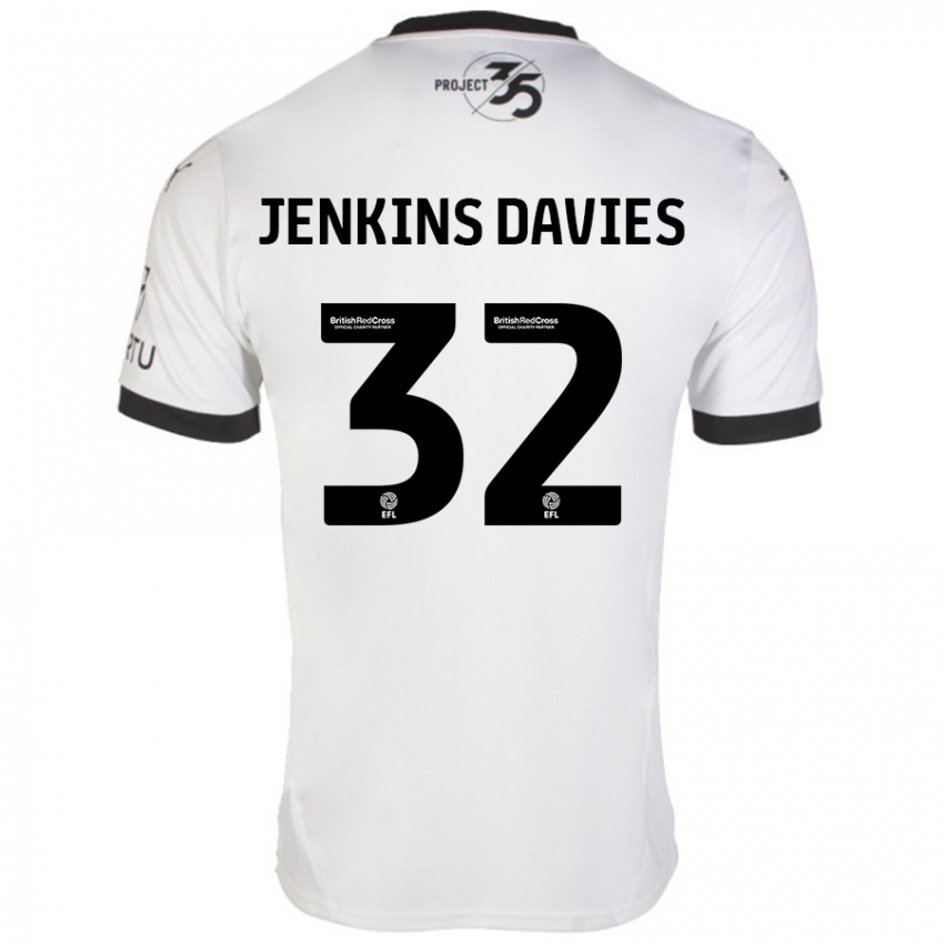 Hombre Camiseta Will Jenkins-Davies #32 Blanco Negro 2ª Equipación 2024/25 La Camisa Argentina