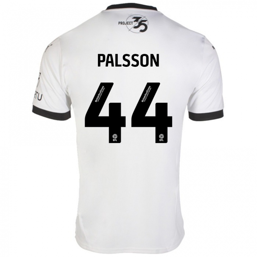 Hombre Camiseta Victor Pálsson #44 Blanco Negro 2ª Equipación 2024/25 La Camisa Argentina