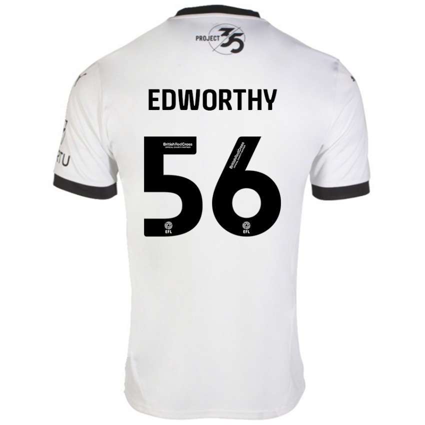 Hombre Camiseta Kieran Edworthy #56 Blanco Negro 2ª Equipación 2024/25 La Camisa Argentina