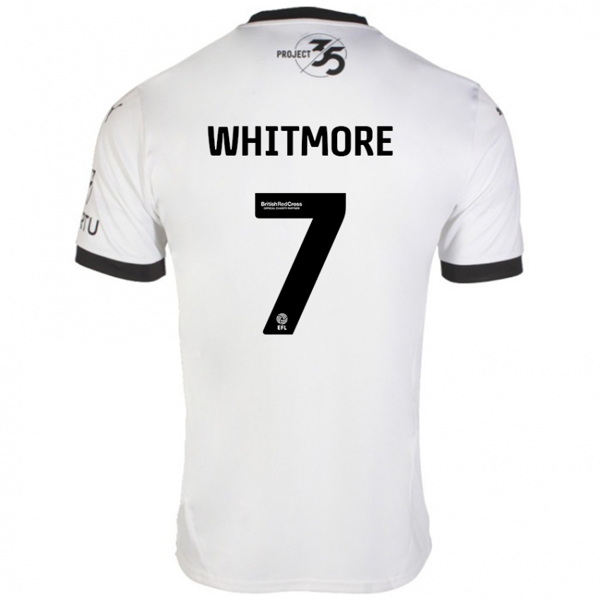 Hombre Camiseta Charlotte Whitmore #7 Blanco Negro 2ª Equipación 2024/25 La Camisa Argentina