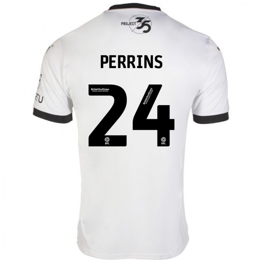 Hombre Camiseta Grace Perrins #24 Blanco Negro 2ª Equipación 2024/25 La Camisa Argentina