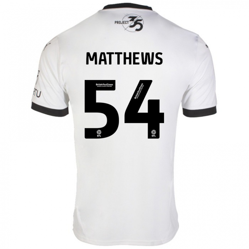 Hombre Camiseta Jack Matthews #54 Blanco Negro 2ª Equipación 2024/25 La Camisa Argentina