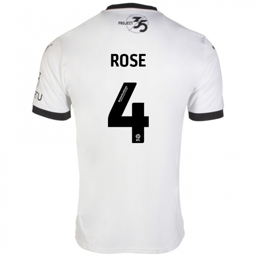 Hombre Camiseta Jemma Rose #4 Blanco Negro 2ª Equipación 2024/25 La Camisa Argentina