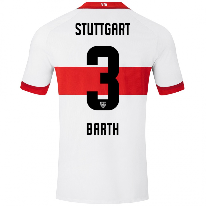 Mujer Camiseta Lara Barth #3 Blanco Rojo 1ª Equipación 2024/25 La Camisa Argentina