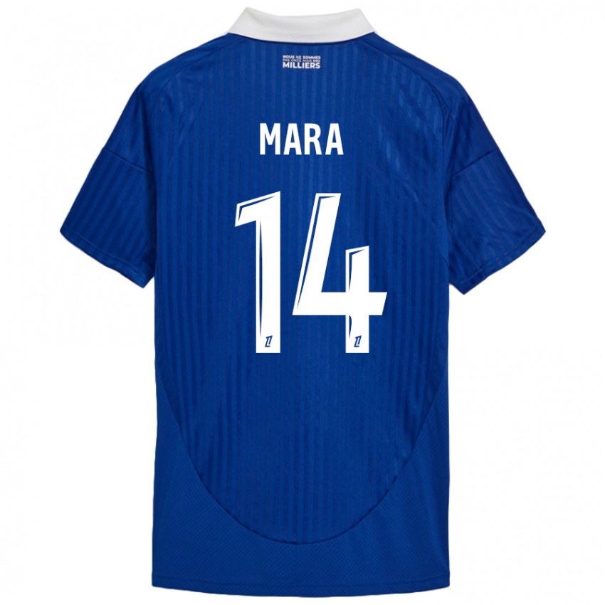 Mujer Camiseta Sékou Mara #14 Azul Blanco 1ª Equipación 2024/25 La Camisa Argentina