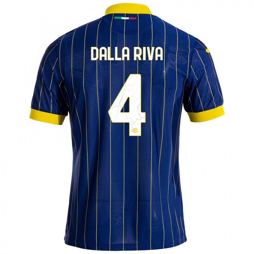 Mujer Camiseta Stefano Dalla Riva #4 Azul Amarillo 1ª Equipación 2024/25 La Camisa Argentina