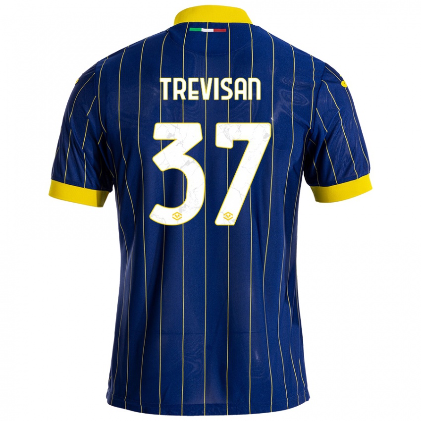 Mujer Camiseta Michael Trevisan #37 Azul Amarillo 1ª Equipación 2024/25 La Camisa Argentina