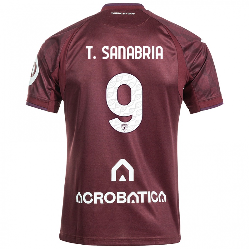 Mujer Camiseta Antonio Sanabria #9 Granate Blanco 1ª Equipación 2024/25 La Camisa Argentina