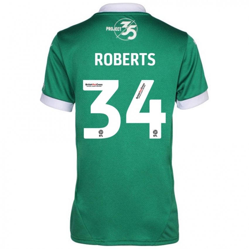 Mujer Camiseta Caleb Roberts #34 Verde Blanco 1ª Equipación 2024/25 La Camisa Argentina