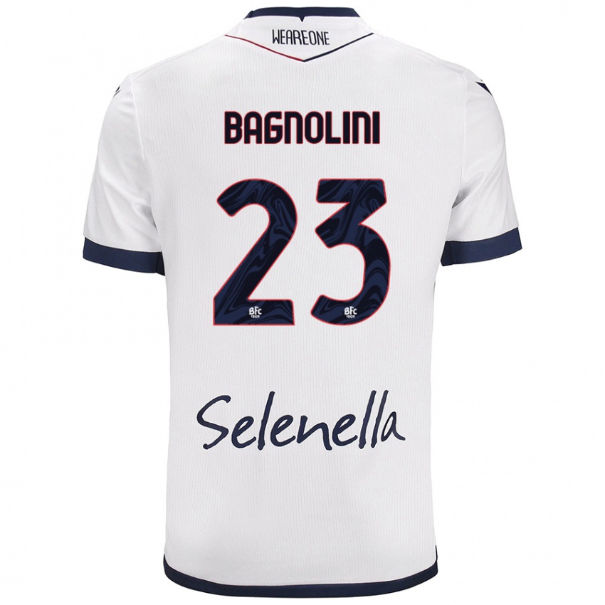 Mujer Camiseta Nicola Bagnolini #23 Blanco Azul Real 2ª Equipación 2024/25 La Camisa Argentina