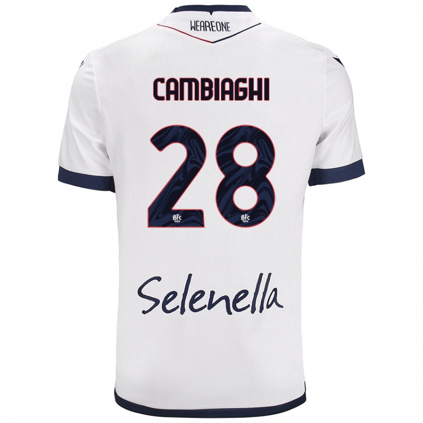 Mujer Camiseta Nicolò Cambiaghi #28 Blanco Azul Real 2ª Equipación 2024/25 La Camisa Argentina