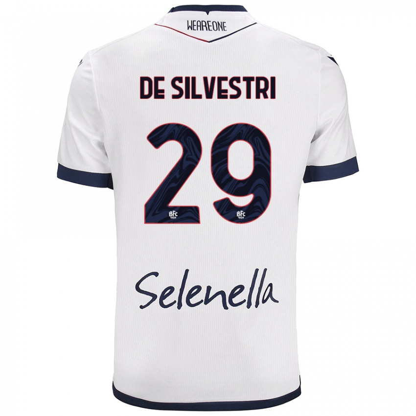 Mujer Camiseta Lorenzo De Silvestri #29 Blanco Azul Real 2ª Equipación 2024/25 La Camisa Argentina