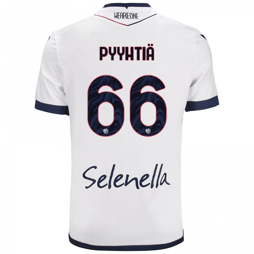 Mujer Camiseta Niklas Pyyhtiä #66 Blanco Azul Real 2ª Equipación 2024/25 La Camisa Argentina