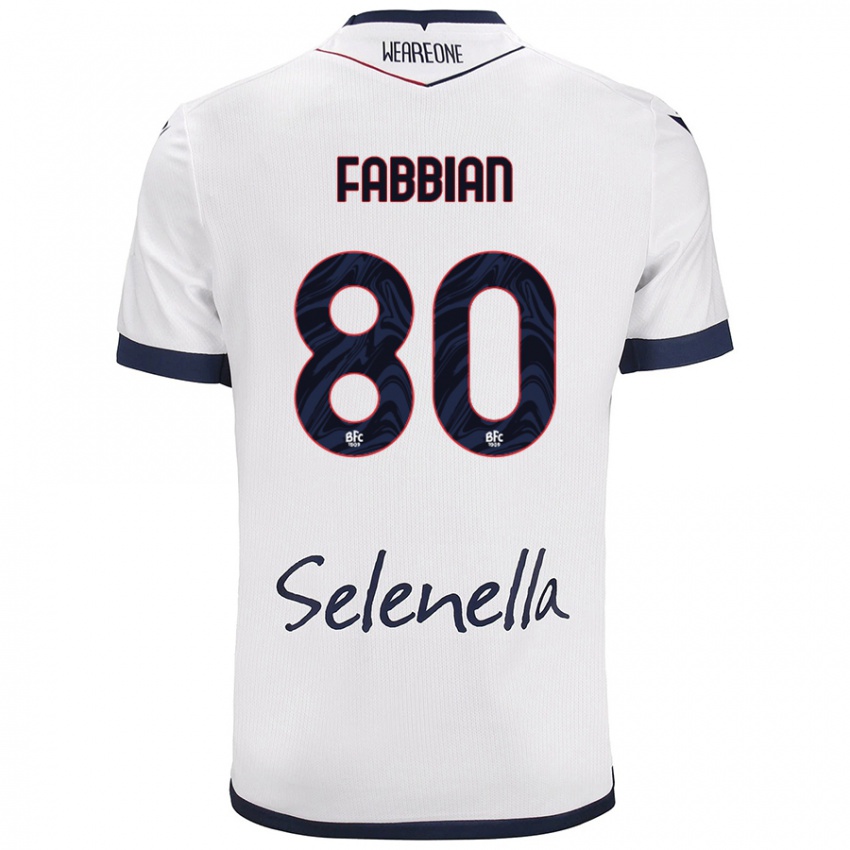 Mujer Camiseta Giovanni Fabbian #80 Blanco Azul Real 2ª Equipación 2024/25 La Camisa Argentina