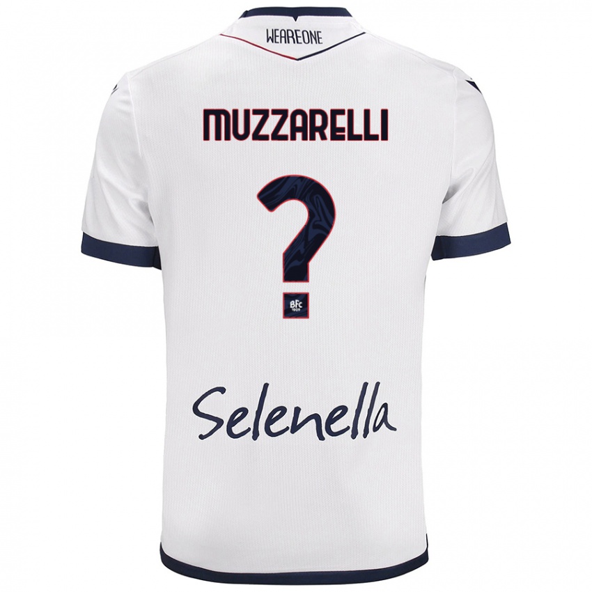 Mujer Camiseta Lorenzo Muzzarelli #0 Blanco Azul Real 2ª Equipación 2024/25 La Camisa Argentina