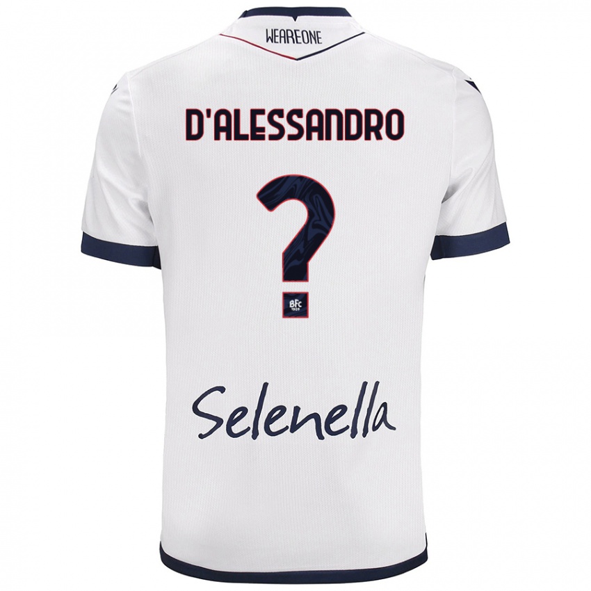 Mujer Camiseta Giuliano D'alessandro #0 Blanco Azul Real 2ª Equipación 2024/25 La Camisa Argentina