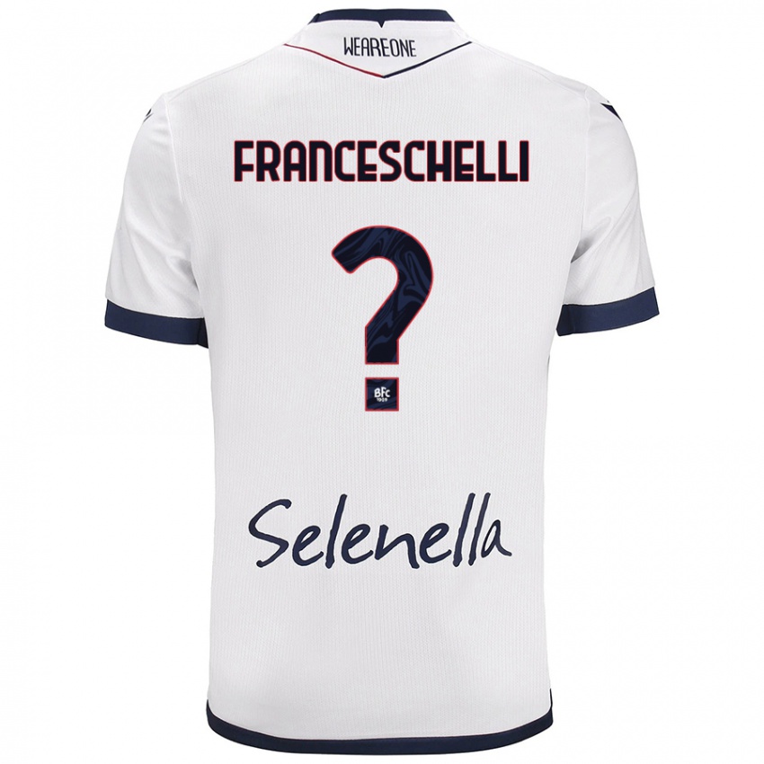 Mujer Camiseta Matteo Franceschelli #0 Blanco Azul Real 2ª Equipación 2024/25 La Camisa Argentina